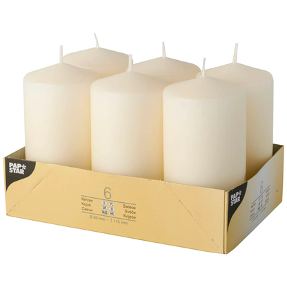 STARPAK Stumpenkerze creme, 6 St