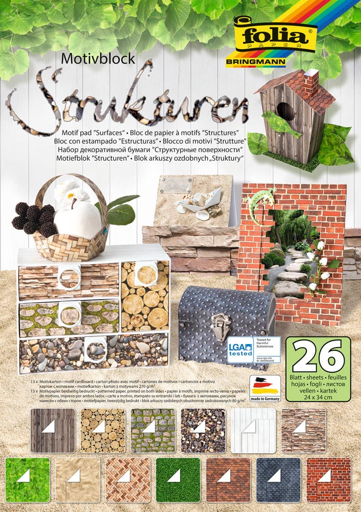Folia 493/1515 - Faltblätter Weihnachten, 15 x 15 cm, 50 Blatt, multicolour - Bi