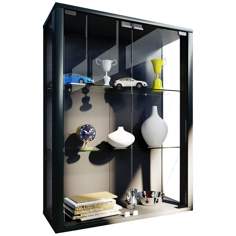 VCM my home Udina Hängevitrine schwarz 2 Fachböden