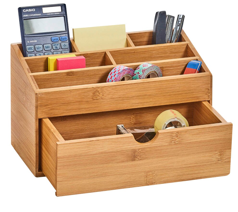 Schreibtisch Organizer Bambus, Nachhaltiger Büroorganizer mit Stiftehalter, S Schreibtisch Organizer Bambus, Nachhaltiger Büroorganizer mit Stiftehalter, S