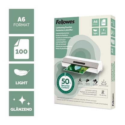 Produktbild von Fellowes Laminierfolien – DIN A4, Matt, 160 Micron, 100 Stück – 5452101 – Für Hochwertige Laminierung