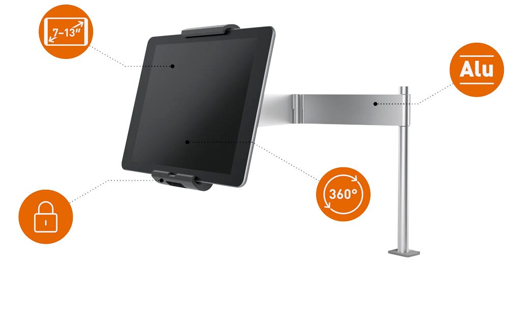 Durable Tablet Halterung Tough CLAMP XL – Klemmhalterung Für Tablets 7-13 Zoll, 360° Drehbar