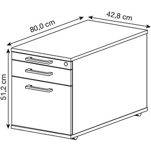 HAMMERBACHER TC20 Rollcontainer lichtgrau 3 Auszüge 42,8 x 80,0 x 51,2 cm