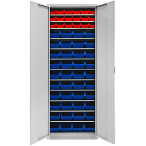 ADB Stahlschrank 40829 lichtgrau 12 Fachböden 71,0 x 30,0 x 195,0 cm, aufgebaut, 1 St.