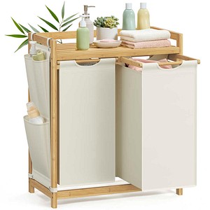 SONGMICS Wäschesortierer beige, bambus, 1 St.