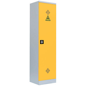 LÜLLMANN Umweltschrank 566246 rapsgelb, lichtgrau 4 Fachböden 50,0 x 42,2 x 195,0 cm, aufgebaut, 1 St.