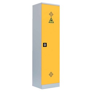 LÜLLMANN Umweltschrank 566246 rapsgelb, lichtgrau 4 Fachböden 50,0 x 42,2 x 195,0 cm, aufgebaut, 1 St.