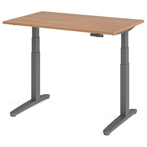HAMMERBACHER XBHM12 elektrisch höhenverstellbarer Schreibtisch nussbaum rechteckig, C-Fuß-Gestell grau 120,0 x 80,0 cm