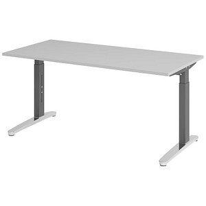 HAMMERBACHER VXB016 höhenverstellbarer Schreibtisch lichtgrau rechteckig, C-Fuß-Gestell grau 160,0 x 80,0 cm