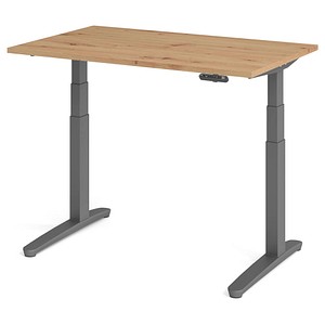 HAMMERBACHER XBHM12 elektrisch höhenverstellbarer Schreibtisch asteiche rechteckig, C-Fuß-Gestell grau 120,0 x 80,0 cm