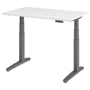 HAMMERBACHER XBHM12 elektrisch höhenverstellbarer Schreibtisch weiß rechteckig, C-Fuß-Gestell grau 120,0 x 80,0 cm