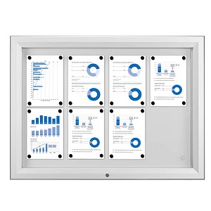Showdown® Displays Schaukasten T silber 8x DIN A4 102,5 x 4,7 x 76,0 cm, 1 St.