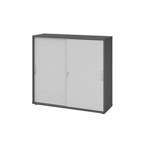 HAMMERBACHER Schiebetürenschrank 1753S, V1753S/G/5/BM grafit, lichtgrau 2 Fachböden 120,0 x 40,0 x 110,0 cm