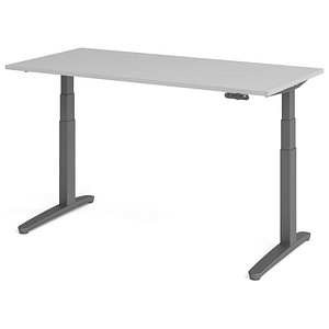 HAMMERBACHER XBHM16 elektrisch höhenverstellbarer Schreibtisch lichtgrau rechteckig, C-Fuß-Gestell grau 160,0 x 80,0 cm