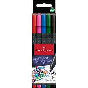 FABER-CASTELL Grip Basic Fineliner farbsortiert 0,4 mm, 5 St.