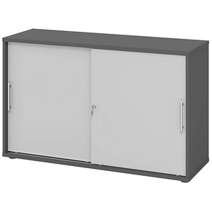HAMMERBACHER Schiebetürenschrank, V1752S/G/5/RE grafit, grau 1 Fachboden 120,0 x 40,0 x 74,8 cm