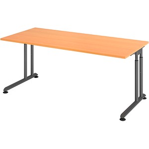 HAMMERBACHER ZS19 höhenverstellbarer Schreibtisch buche rechteckig, C-Fuß-Gestell grau 180,0 x 80,0 cm