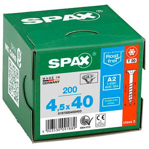 SPAX® Universalschrauben T20 Senkkopf Edelstahl A2 40mm  x 4,5 mm, 200 St.