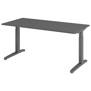HAMMERBACHER VXB16 höhenverstellbarer Schreibtisch grafit rechteckig, C-Fuß-Gestell grau 160,0 x 80,0 cm