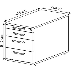 HAMMERBACHER TC30 Rollcontainer weiß 4 Auszüge 42,8 x 80,0 x 51,2 cm