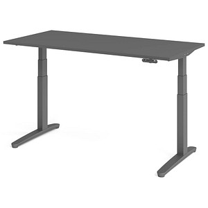 HAMMERBACHER XBHM16 elektrisch höhenverstellbarer Schreibtisch grafit rechteckig, C-Fuß-Gestell grau 160,0 x 80,0 cm
