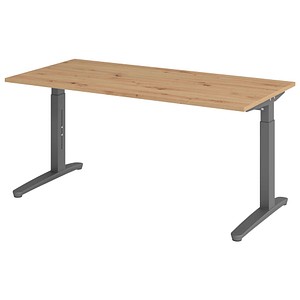 HAMMERBACHER VXB16 höhenverstellbarer Schreibtisch asteiche rechteckig, C-Fuß-Gestell grau 160,0 x 80,0 cm