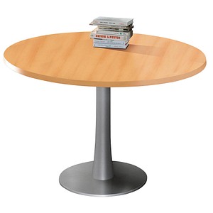 Quadrifoglio Konferenztisch buche rund, Säulenfuß silber, 120,0 x 120,0 x 74,0 cm
