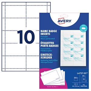AVERY Zweckform Einsteckschilder für Namensschilder 90,0 x 54,0 mm, 200 St.