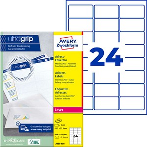 AVERY Zweckform Etiketten weiß 63,5 x 33,9 mm, 100 Blatt