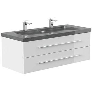 POSSEIK Waschbecken mit Unterschrank YAMO 130 weiß glanz 130,0 x 45,0 x 50,0 cm