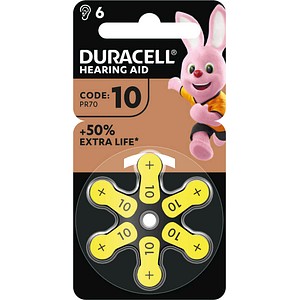 DURACELL Knopfzellen 10 AC Zink-Luft 1,45 V, 6 St.