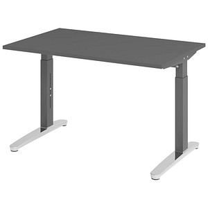 HAMMERBACHER VXB012 höhenverstellbarer Schreibtisch grafit rechteckig, C-Fuß-Gestell grau 120,0 x 80,0 cm