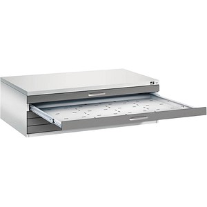 CP 7200 Planschrank lichtgrau, stahlgrau 5 Schubladen 135,0 x 96,0 x 42,0 cm, 1 St.