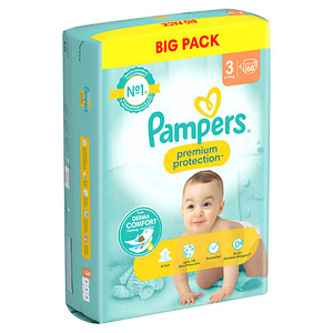 Pampers® Windeln premium protection™ BIG PACK Größe Gr.3 (6-10 kg) für Babys und Kleinkinder (4-18 Monate), 68 St.