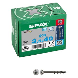 SPAX® Universalschrauben T15 Senkkopf Edelstahl A2 0197000350403 3,5 mm x 40 mm, 200 St.