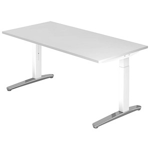 HAMMERBACHER VXB016 höhenverstellbarer Schreibtisch weiß rechteckig, C-Fuß-Gestell weiß 160,0 x 80,0 cm