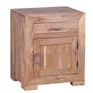 WOHNLING Nachttisch rechteckig Massivholz akazie 50,0 x 40,0 x 60,0 cm, 1 St.