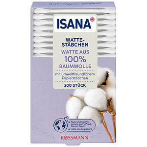 ISANA Wattestäbchen weiß, 200 St.