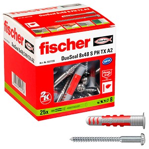 fischer DuoSeal 8x48 S PH TX A2 2K 557728 Dübel mit Schrauben Ø 8 mm x 48 mm, 25 St.
