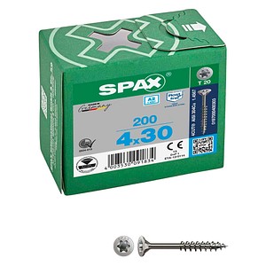 SPAX® Universalschrauben T20 Senkkopf Edelstahl A2 0197000400303 4 mm x 30 mm, 200 St.