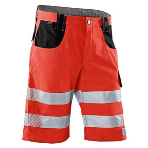 KÜBLER® unisex Warnschutzhose kurz REFLECTIQ rot, schwarz Größe 50
