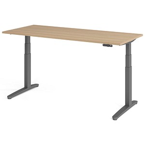 HAMMERBACHER XBHM19 elektrisch höhenverstellbarer Schreibtisch eiche rechteckig, C-Fuß-Gestell grau 180,0 x 80,0 cm