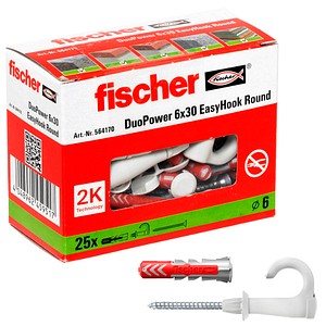 fischer EasyHook Round - DuoPower 6x30 2K 564170 Dübel mit Schrauben, 25 St.