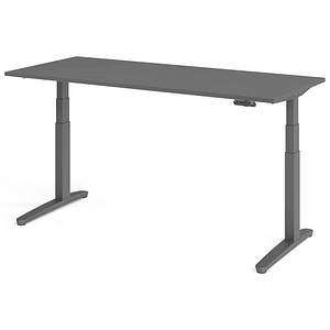 HAMMERBACHER XBHM19 elektrisch höhenverstellbarer Schreibtisch grafit rechteckig, C-Fuß-Gestell grau 180,0 x 80,0 cm