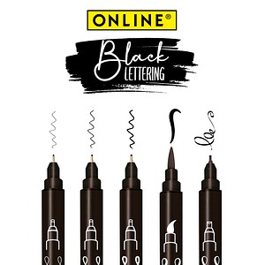 ONLINE® Black Lettering Acrylstifte-Set schwarz 5 St.