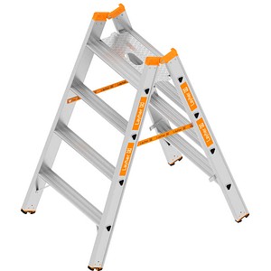 Layher Klapptritt TOPIC 1043.3 silber 2x 4 Stufen, H: 115,0 cm
