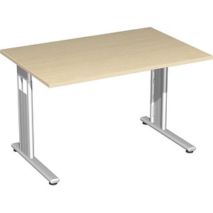 geramöbel Flex Schreibtisch ahorn rechteckig, C-Fuß-Gestell silber 120,0 x 80,0 cm