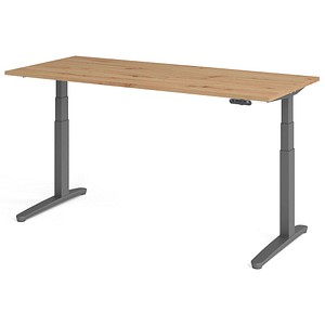 HAMMERBACHER XBHM19 elektrisch höhenverstellbarer Schreibtisch asteiche rechteckig, C-Fuß-Gestell grau 180,0 x 80,0 cm