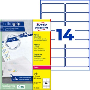 AVERY Zweckform Etiketten weiß 99,1 x 38,1 mm, 250 Blatt