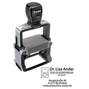 trodat Textstempel, individualisierbar 5206 selbstfärbend schwarz mit Logo, 1 St. -  Nachträglich per Gutschein personalisieren